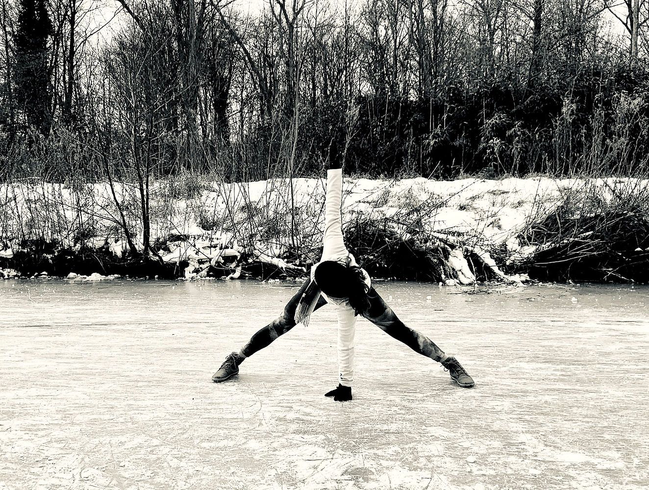 Burcin practising outdoors in winter