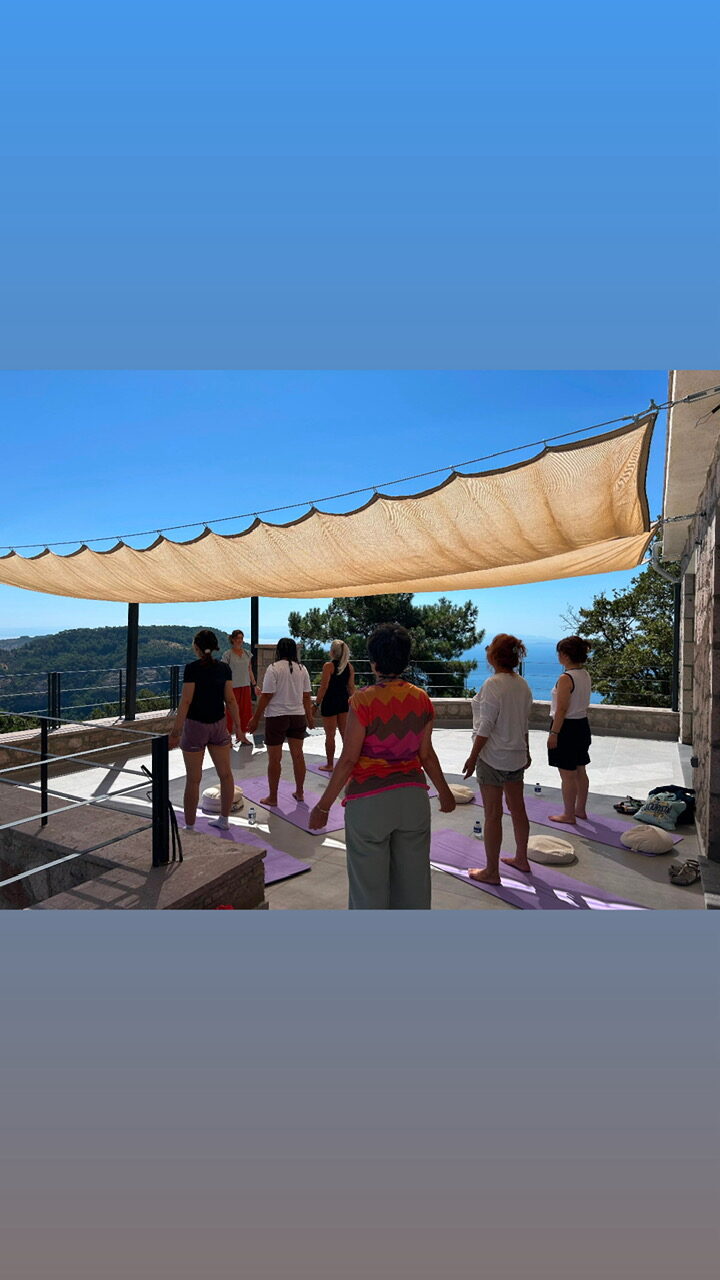 Standing practice on the terrace