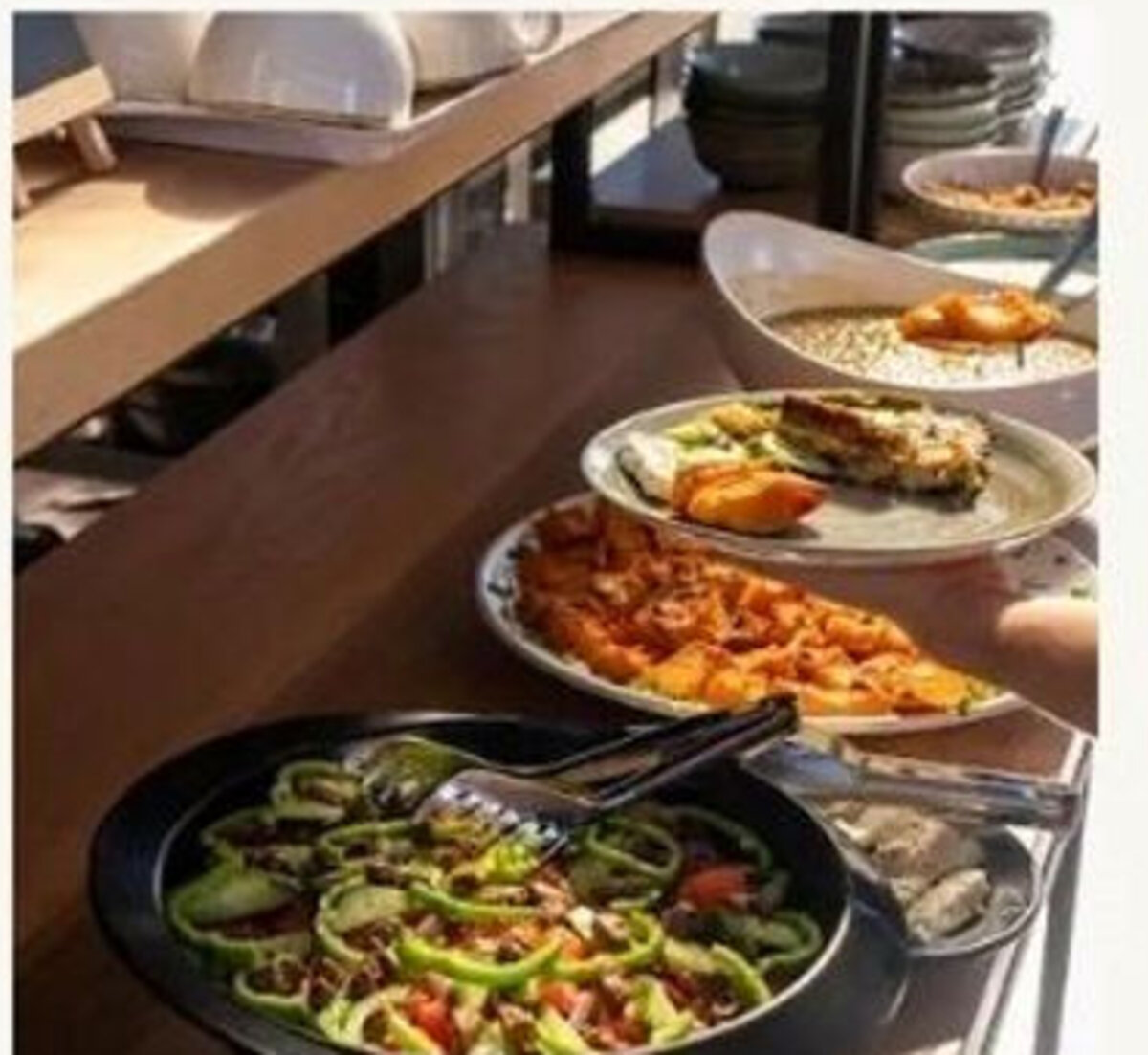 Vegetarian dishes laid out for a meal