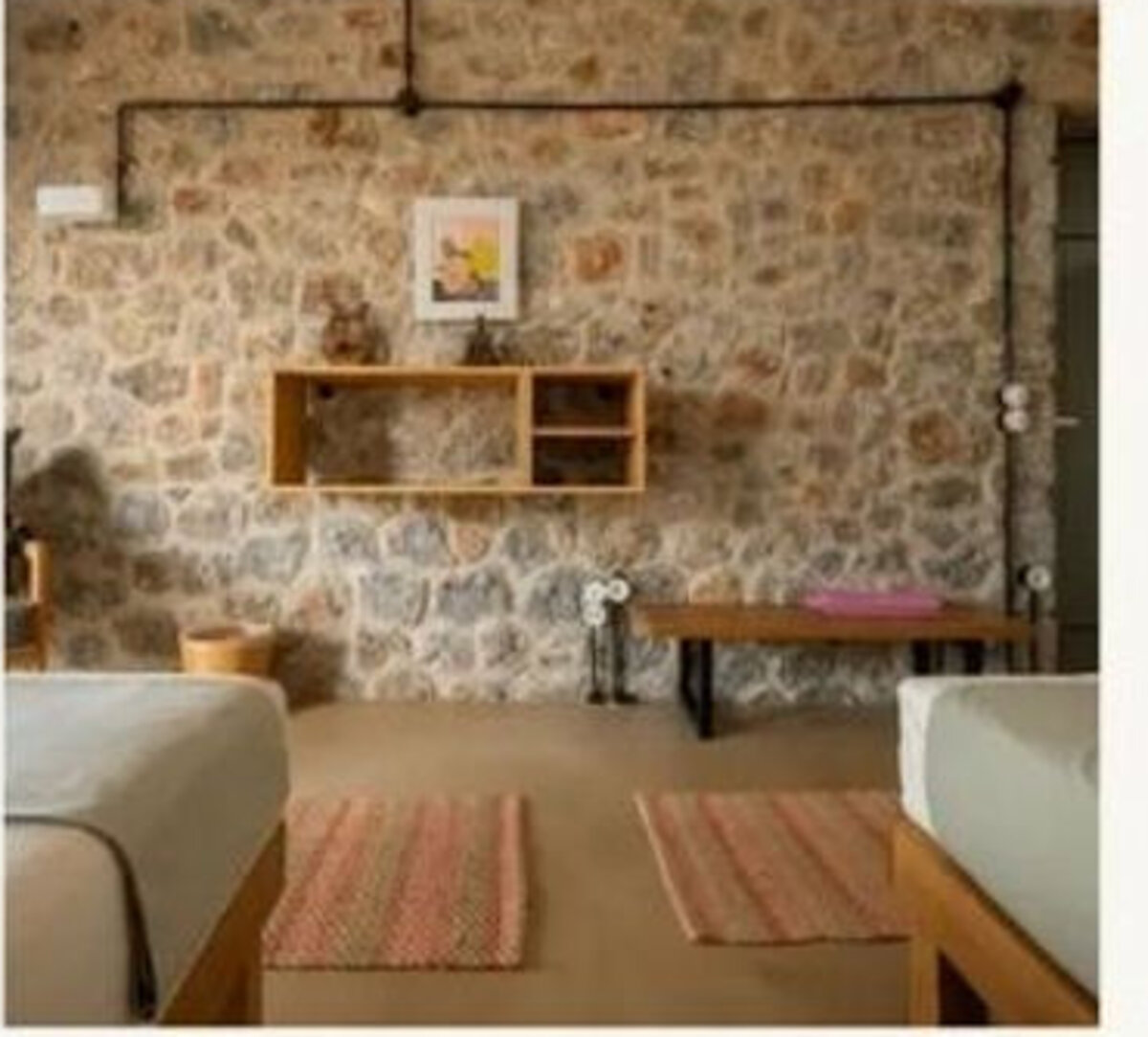 A stone walled room at the retreat centre