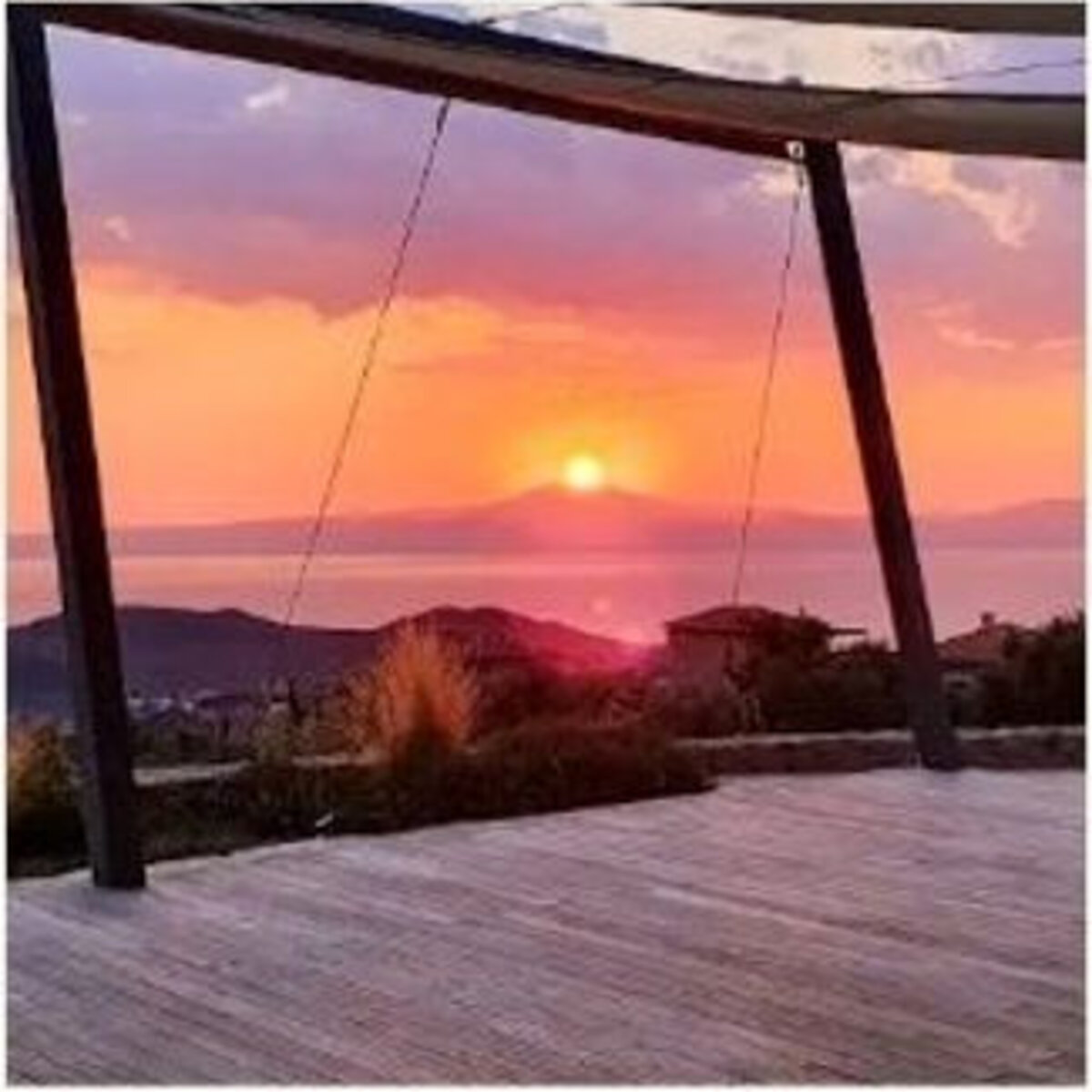 Sunset over the sea from the yoga deck